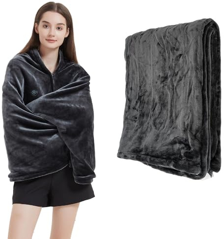 KQWVZ Manta Calefactora Eléctrica, Manta Eléctrica USB con Cremallera, MantaEléctrica de Franela Lavable para Hombre y Mujer, 3 Niveles de Temperatura, para el Hogar, Oficina, Coche(160 x 180 cm)