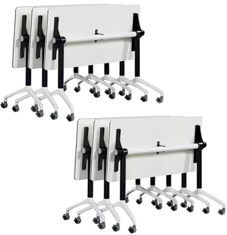 Mobile Folding Conference Table, Flip Top Training Table with Silent Wheels, 6 Pack Modern Meeting Tables for Office, Classroom, School - 47.2 x 23.6 x 29.5