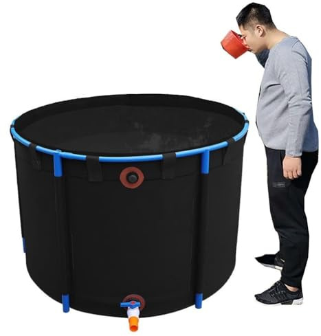 YYRHD-CZ Grand Aquarium, Bassin À Poissons Rond Hors Sol avec Revêtement Et Cadre en PVC Flexible for L'élevage De Koïs, L'irrigation du Jardin Et Le Stockage De l'eau(Schwarz,1x0.6 m)
