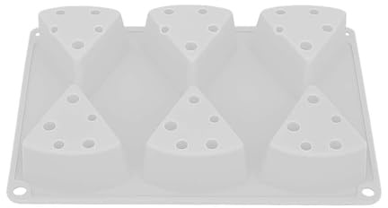 Lodoot Stampo in silicone a 6 cavità a forma di triangoli per formaggio, per uso alimentare, facile rilascio e