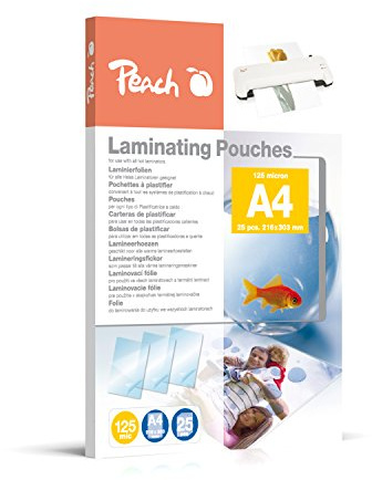 Peach Laminierfolie A4-125 mic - 25 pouches - Premiumqualität für beste Laminierergebnisse - kompatibel mit Geräten aller Markenhersteller - PPR525-02