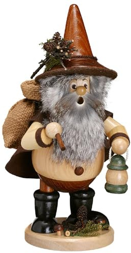 Drechselwerkstatt Uhlig R?ucherm?nnchen Waldwichtel Wanderer, Natural - 25cm - Original Erzgebirge R?uchermann