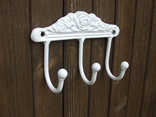 Deko-Impression 3er - Haken, Hakenleiste, Gusseisen, Wandhaken, Weiss, Landhausstil