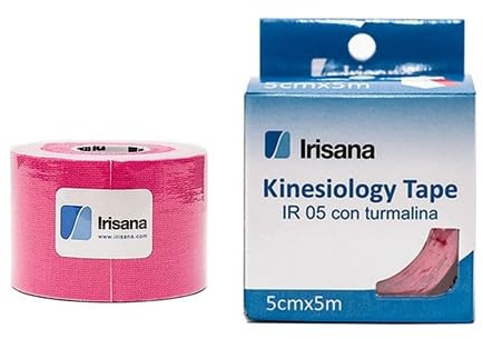 Irisana - Esparadrapo Deportivo - Rosa - 6,5 x 5 x 6,5 cm - Kinesiology Tape - Vendaje Elástico Neuromuscular - Turmalina - Elástico y Resistente al Agua