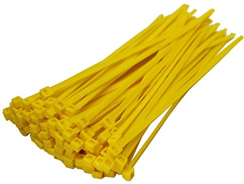 UKCable-Ties Cable Ties 200mm x 4.8mm Yellow Nylon Zip Tie Wraps - (Pack of 200)