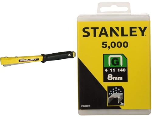 Stanley HAMMER TACKER + Stanley 1-TRA705-5T Lot de 5000 agrafes robustes de type G 8 mm