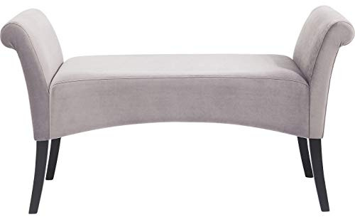 Kare Design Bank Motley Velvet, gepolsterte Sitzbank mit Samt Bezug, Beine aus Buchenholz, 45cm Sitzhöhe, Sitzgelegenheit, Sitzbank Flur, Hockerbank, Grau, 62x107x38cm