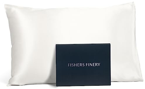 Fishers Finery 25mm 100% Pure Mulberry Silk Pillowcase, Good Housekeeping Winner (White, Standard)