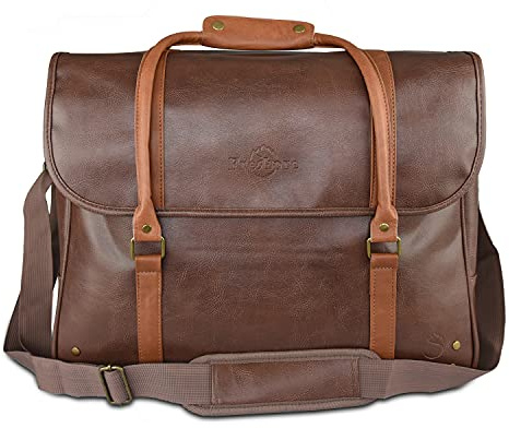 Freshore® 6 Wine Bottles Carrier Leather Bag - Insulated Cooler Travel Tote - Premium Large Portable Bottle Carrying, Waterproof Full Padding Wine Lovers Protection, Dark Brown