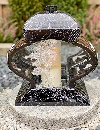 Lanterne funéraire avec motif d'arbre Bougie funéraire Décoration funéraire Lampe de jardin avec bougie funéraire