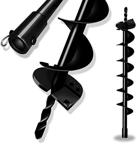 LONGRUN Earth Auger Drill Bit for Garden Fence Post, 4 x 31.5 Post Hole Auger, 0.79”(20mm) Inner Shaft Auger Bit for Planting Trees and Bedding, Bulbs, Seedlings, Gardening, Large Fencing Digger