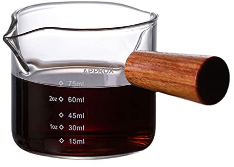 caihuashopping Sauce Boat Glass Double-mouth Milk Jug Espresso Cup Scale Creamer Measuring Cup Mini Jam Pot Suitable for Family Restaurant Latte Maple Syrup Gravy Boat (Size : Single scale)