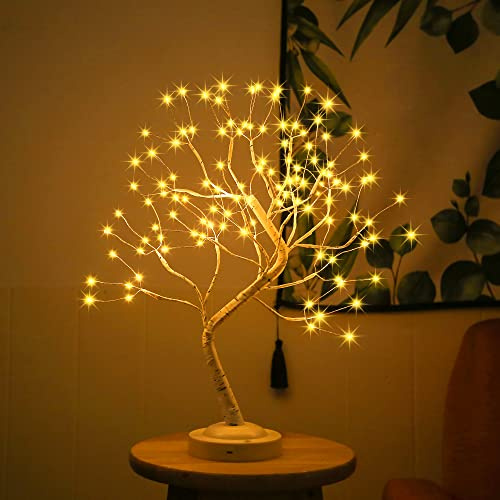 108 LED Birch Tree Lights 20 Inches Artificial Tabletop Fairy Tree Lamp Eight Lighting Modes USB or Battery Operated with Timer Decor for Bedroom Living Room Wedding Christmas Easter (Warm White)