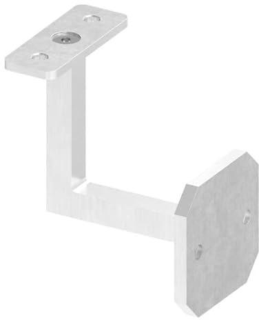 FeNau - Soporte para pasamanos rectangular con placa de conexión recta (intercambiable), redondo de 60 x 60 x 6 mm, soporte de 12 x 12 mm, distancia a la pared 76 mm, 2 orificios de 6,5 mm bajados,