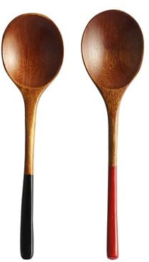 Cucharas de sopa 2 unids cucharas de madera estilo japonés arroz sopa cuchara helado postre cuchara cucharadita pequeña cuchara conjunto cocina madera vajilla de madera Cuchara de Café