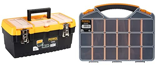 Perel Caisse plastique 41 x 21 x 18 cm & OMR13 Boîte de rangement/organiseur 326x257x48 mm