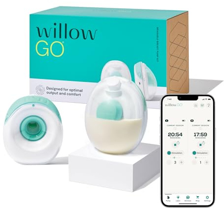 Willow Go - Hands Free Breast Pump - Wearable Breastfeeding Pump - Portable, Electric, Cordless, & 9 Levels of Hospital Grade Suction Strength - Postpartum Essentials - Double Breast Pump