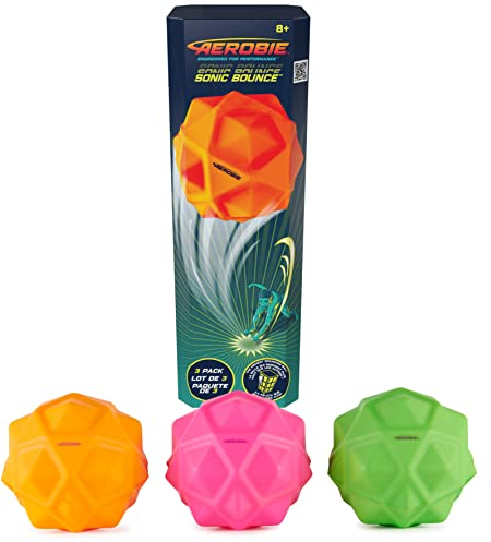Aerobie Sonic Bounce Bälle im 3er Pack - ultimative Flummi-Bälle (Durchmesser 6,6 cm) für Outdoor-Spiele, für Erwachsene und Kinder ab 8 Jahren