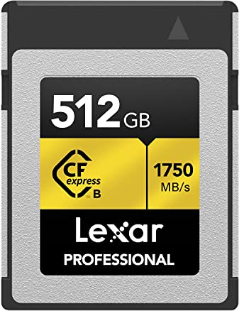 Lexar Professional GOLD-Serie CFexpress Karte 512GB, Typ B CF Karte, bis zu 1750 MB/s Lesen, Nehmen Sie PCIe 3.0 und NVMe, Speicherkarte für professionelle Fotografen, Videofilmer (LCXEXPR512G-RNENG)
