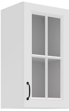 Kuechen-preisbombe Glashängeschrank 40 cm Stilo Weiß Küchenzeile Küchenblock Landhaus Einbauküche