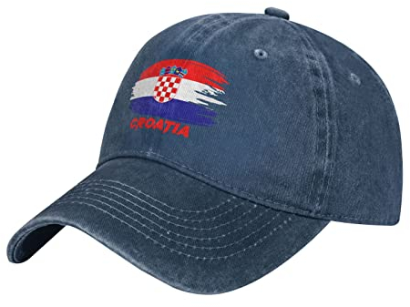 BAAROO Kroatien Nation Flagge Baseball Cap Marine Männer Vintage Baumwolle Gewaschen Denim Hut Erwachsene Unisex Caps, #1721, M/Einheitsgröße