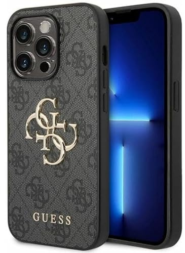 GUESS GUHCP15L4GMGGR - Custodia rigida per iPhone 15 Pro 6.1, grigio con logo Big Metal