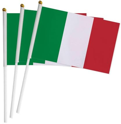 20 Piezas de Banderas de manivela de Italia para el día Nacional Festivo, Fiestas, desfiles,bandera de mano, Eventos Deportivos, decoración de Bares