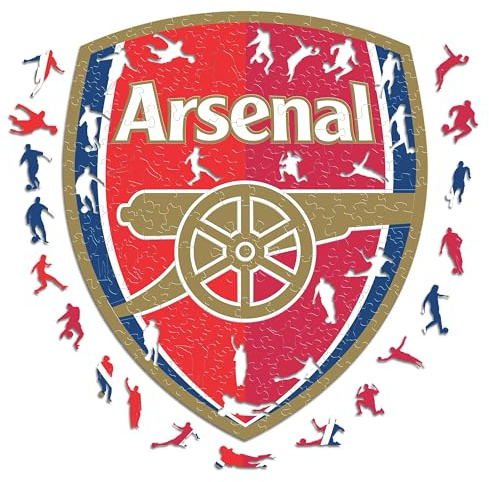 Iconic Puzzles, Arsenal Logo, 100% ökologisch nachhaltiges Holzpuzzle mit offizieller Lizenz, Größe S, 150 Teile