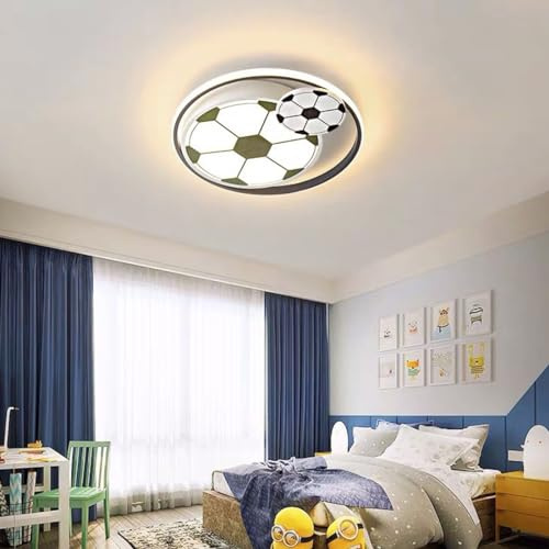 LED Deckenleuchte Kreativ Fußball Kinderzimmer Lampe Dimmbar Cartoon Modern Runde Acryl-schirm 50cm Deckenlampe für Jungen/Mädchen Raum Schlafzimmer Wohnzimmer Kinder led Beleuchtung mit Fernbedienung