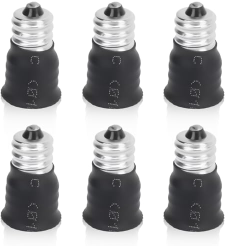 6 Pezzi Adattatore Lampadina da E14 a E12, Convertitore Lampadina Adattatore da E12 a E14 Portalampada E12 Maschio a E14 Femmina Convertitore Lampadina Per Garage(Nero)