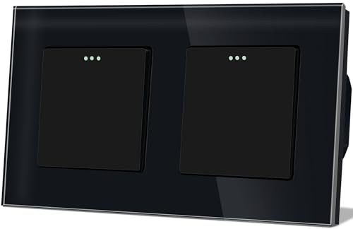 TAWOIA Lichtschalter 1 Fach 2 Weg mit 1 Fach 2 Weg Doppel-Schalter 86 * 157mm Unterputz Taste Schalter Schwarz Lichtschalter Doppelt