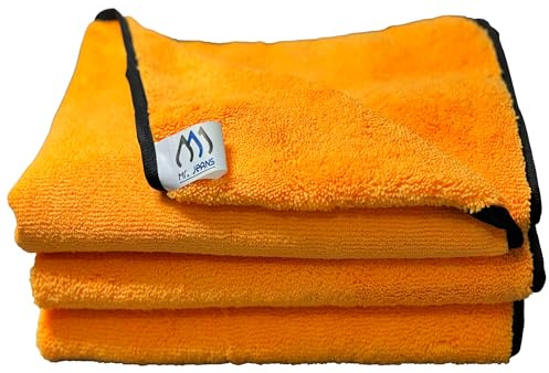 Mr Jeans Microfibre Cleaning Cloths Extra Large 60x40cm Premium Dual-Sided Car Drying Towels Lint Free Super Absorbent for Car Wash Household Cleaning and Detailing Pack of 3