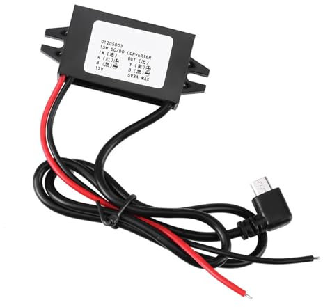 DC Voltage Regulator, Converter with Multiple Safety Protocols DC to DC 12V to 5V 3A Micro USB Converter Voltage Regulator for Car Smartphone