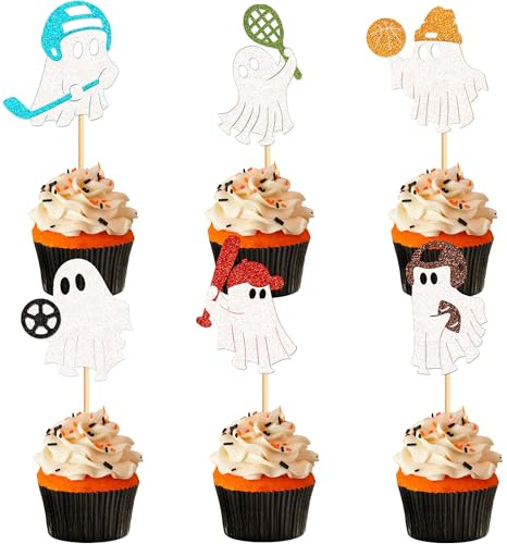 Blumomon Cupcake-Topper für Halloween, Basketball, Tennis, Kuchen, Dekoration, Picks, schöne Halloween-Sport-Cupcake-Dekoration, Babyparty, Halloween, Sport, Thema, Geburtstagsparty, 24 Stück