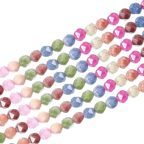 PATIKIL Pietra A Facce Poligonali, 6 mm Pietra Rotonda A Forma Di Diamante Naturale A Facce Per Artigianato, Realizzazione Di Bracciali, Collane, Design, Viola Rosso