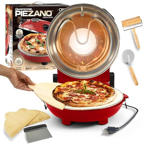 Granitestone, forno per pizza elettrico portatile da 30,5 cm, con tagliapizza e rullo per impasto, per interni, riscalda fino a 426,7 °C, come visto in TV