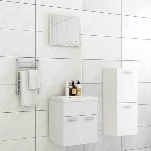 Lauuoeriau Möbelartikel Home Badmöbel-Set Weiß Holz-Möbel