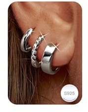 ORAZIO 3 Paar Ohrringe Silber 925 Creolen für Damen Piercing Ohr Mini Ohrstecker Creolen Silber Klein Hypoallergene Silber Huggie Knorpel Ohrringe Set Schmuck
