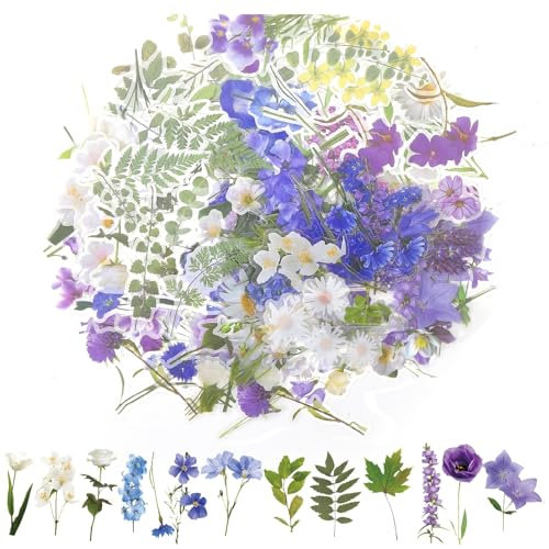 ZMDMAH 12 pegatinas de PET para álbum de fotos, álbumes de recortes, pegatinas estéticas, pegatinas para álbum de fotos, flores, resistentes al agua para accesorios de diario, cuadernos, maletines