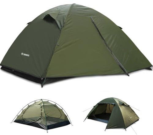 Backpacking Tent for Camping 2/3/4 Person Hiking Ultralight Tent for Waterproof Windproof Outdoor Tents Easy Setup Two Doors Double Layer Lightweight Instant Tents (Green, 1-2 Person)