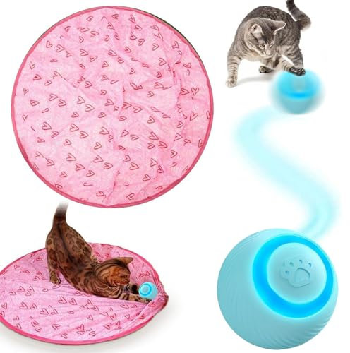 ZeiLaBang Kakadi Interaktives Katzenspielzeug Matte,2 in 1 Simuliertes Interaktives Jagd Katzenspielzeug,mit Katzenspielzeug Ball Elektrisch,Jagd Katze Matte Spielzeug,Katzenspielzeug Elektrisch