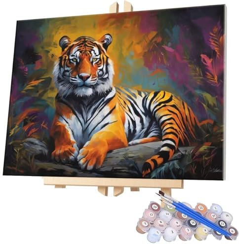 Paint by Numbers for Adults DIY Paint by Numbers Animals Tiger for Beginners Painting by Numbers on Canvas DIY Acrylic Paints Set Paint by Numbers Kits for Adults Perfect for Gifts Decor 28x36in G-1