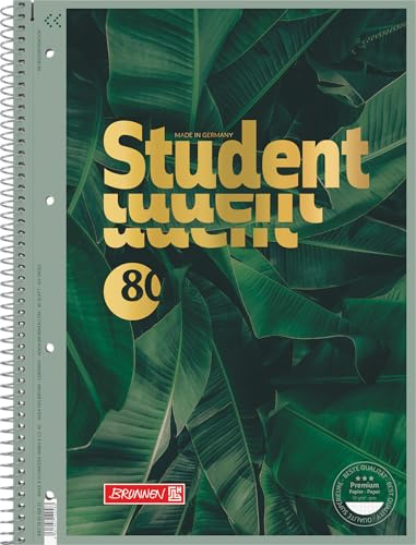 BRUNNEN Collegeblock Premium Student „Jungle“ | A4, Lineatur 28, 80 Blatt, dunkelgrün