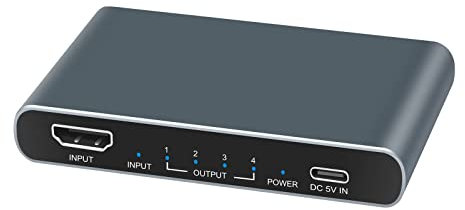 SEAYACK Adaptador de conmutador de vídeo divisor 4K 4x1, 1 entrada y 4 puertos de salida para HDTV, PC, portátil, HDTV, tableta