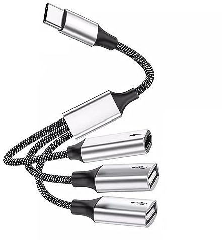 Hub USB C 3 en 1 tipo C USB 2.0 adaptador divisor con suministro de energía de 60 W, puerto OTG, transferencia rápida de datos y