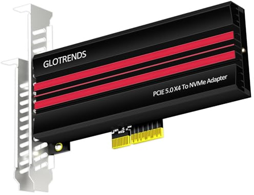 GLOTRENDS PA19 Adattatore da M.2 NVMe a PCIe 5.0 X4 per SSD M.2 NVMe, grande copertura del dissipatore in alluminio, staffa regolare e a basso profilo