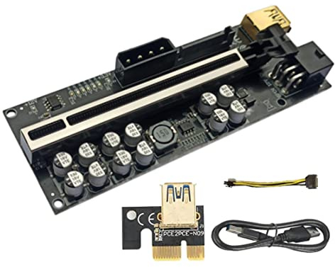 Pqahffowr Lot de 1 Cartes Graphiques VER018 Plus PCI-E 1X à 16X USB3.0 60 Cm avec 12 Condensateurs Solides/LumièRe LED pour L'Exploitation MinièRe BTC