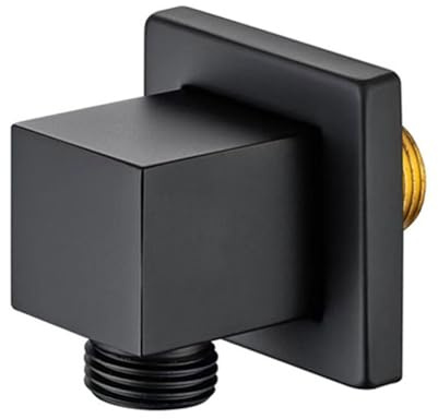 Raccordo a gomito da parete in ottone massiccio, G1/2, presa a gomito per doccia a mano, uscita dell'acqua dell'Unione da 1/2 per montaggio su tubo doccia (nero)