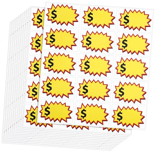 LAPYAPPE 20 Blatt Schild Zahlenetiketten Aufkleber Groß Garage Weiß Organisation Im Freien Clip- Flohmarktschilder Flohmarkt -tags Yellow Kupferplattenaufkleber