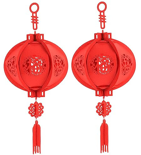 ULTECHNOVO 2piezas Adorno Linterna Fieltro Decoración Festiva Colgante para Año Estilo Tradicional Chino Decoración De Hogar y Jardín